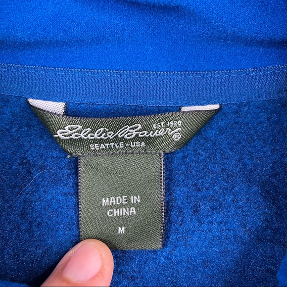 Eddie Bauer Sweater Womens medium Blue Fleece 1/4 Zip Pullover Outdoors - Picture 5 of 8